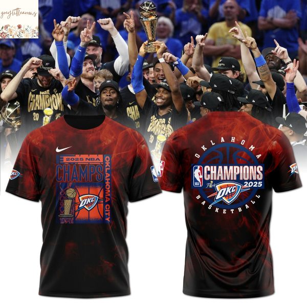2025 Champions OKlahoma City Thunder Basketball Neon 3D T-Shirt