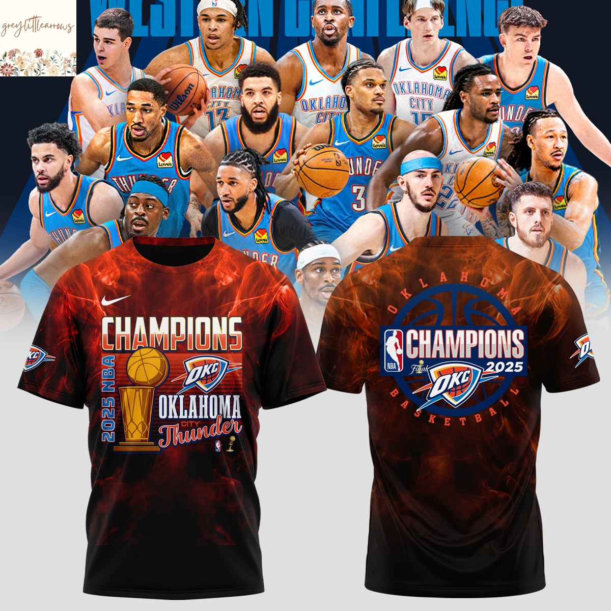 2025 Champions OKlahoma City Thunder Neon 3D T-Shirt 2025 Champions OKlahoma City Thunder Neon 3D T-Shirt