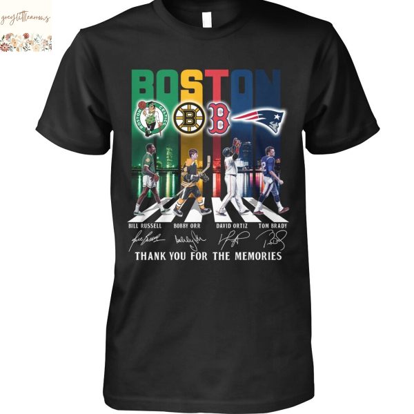 Boston Celtics x Boston Bruins  x Boston Red Sox x New England Patriots Signature Thank You For The Memories Unisex T-Shirt
