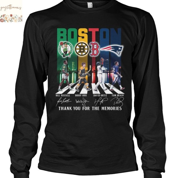 Boston Celtics x Boston Bruins  x Boston Red Sox x New England Patriots Signature Thank You For The Memories Unisex T-Shirt