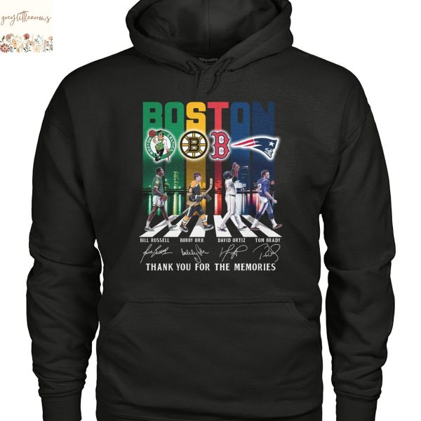 Boston Celtics x Boston Bruins  x Boston Red Sox x New England Patriots Signature Thank You For The Memories Unisex T-Shirt