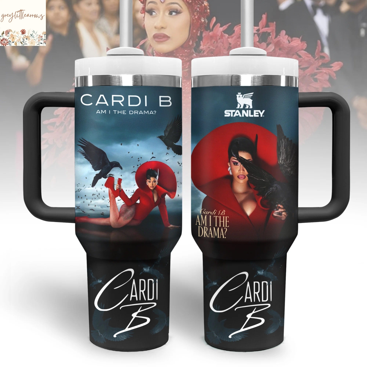 Cardi B Am I The Drama Tumbler With Handle And Straw Cardi B Am I The Drama Tumbler With Handle And Straw