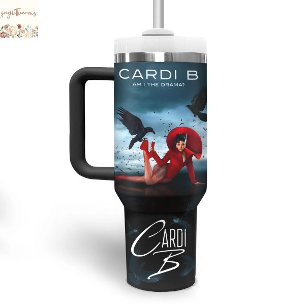 Cardi B Am I The Drama Tumbler With Handle And Straw