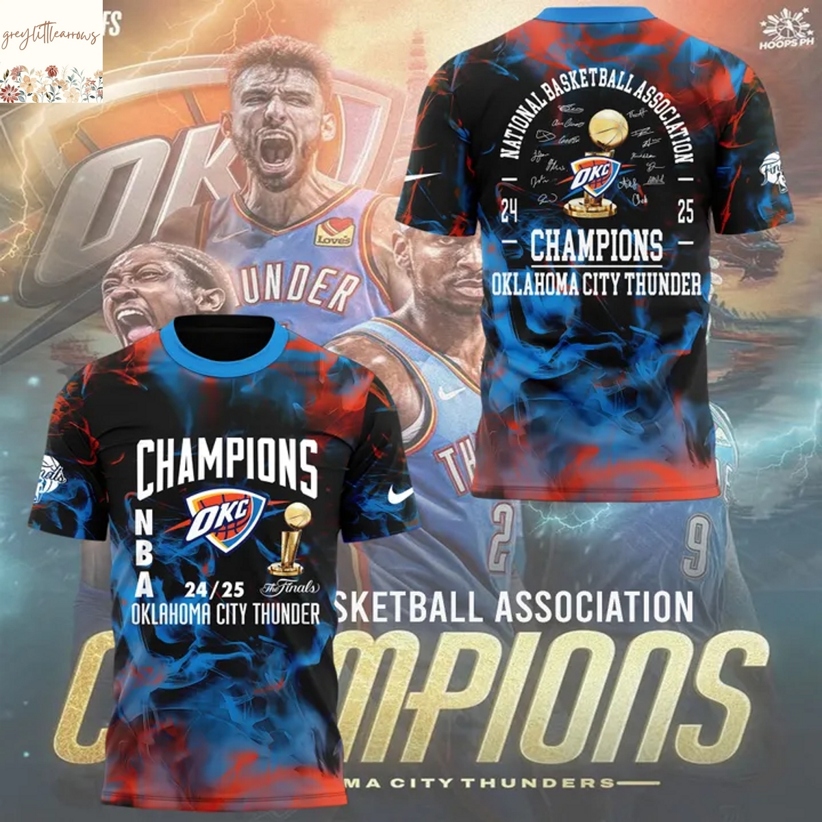 Champions NBA 24-25 Oklahoma City Thunder National Basketball Association Signature 3D T-Shirt Champions NBA 24-25 Oklahoma City Thunder National Basketball Association Signature 3D T-Shirt