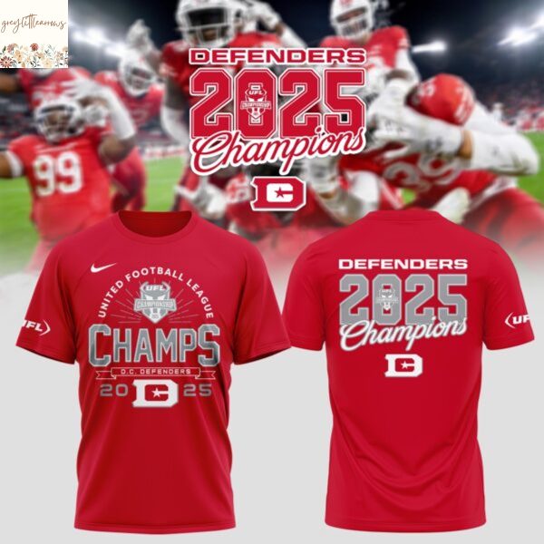 D.C. Defenders United Football League 2025 Champions 3D T-Shirt – Red