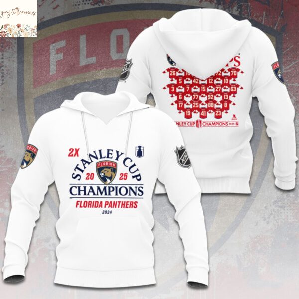 Florida Panthers 2X Stanley Cup 2025 Champions Hoodie
