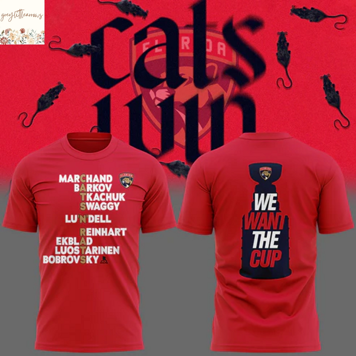 Florida Panthers Champion Stanley Cup Cats N Rats We Want The Cup 3D T-Shirt Florida Panthers Champion Stanley Cup Cats N Rats We Want The Cup 3D T-Shirt