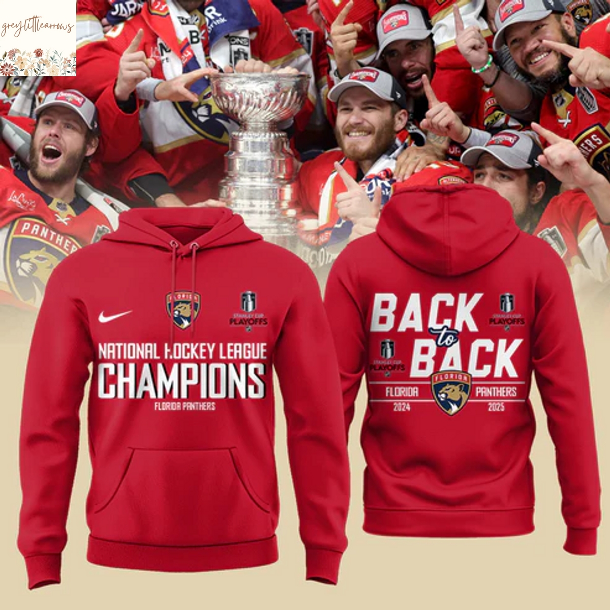 Florida Panthers National Hockey League Back To Back Champions Stanley Cup Hoodie Florida Panthers National Hockey League Back To Back Champions Stanley Cup Hoodie