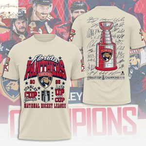 Florida Panthers NHL Stanley Cup 2025 Champions Signature 3D T-Shirt