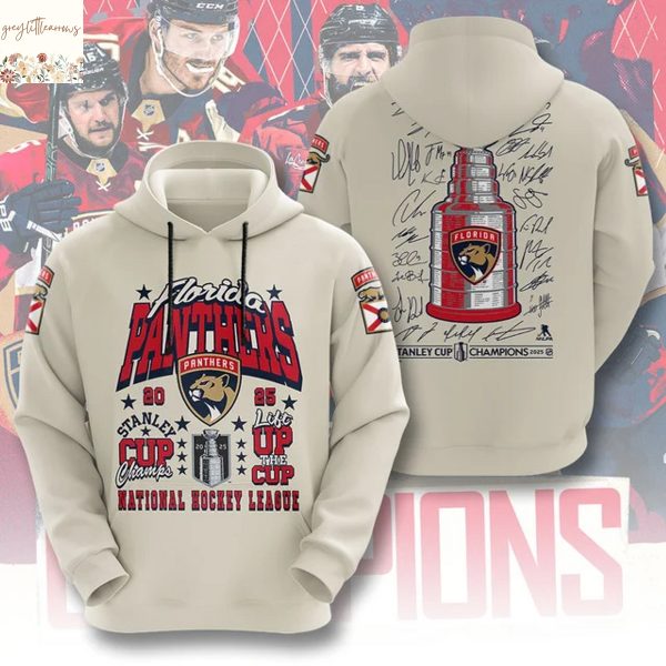 Florida Panthers NHL Stanley Cup 2025 Champions Signature Hoodie
