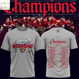 Florida Panthers Stanley Cup Champs 2025 3D T-Shirt – Grey