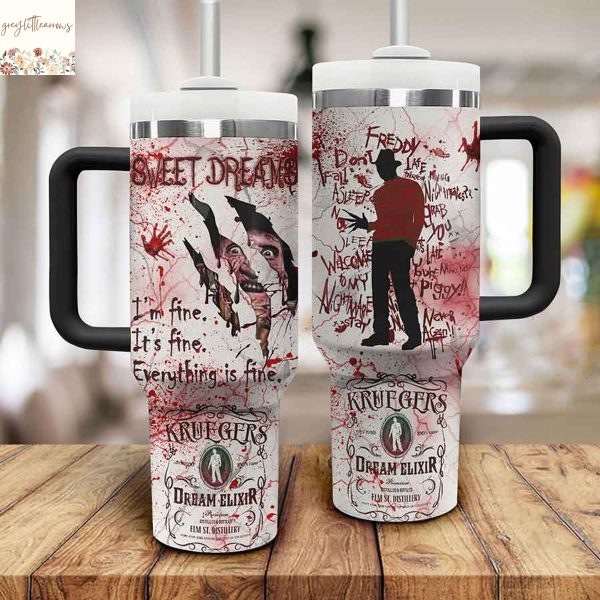 Freddy Krueger Sweet Dreams Tumbler With Handle And Straw
