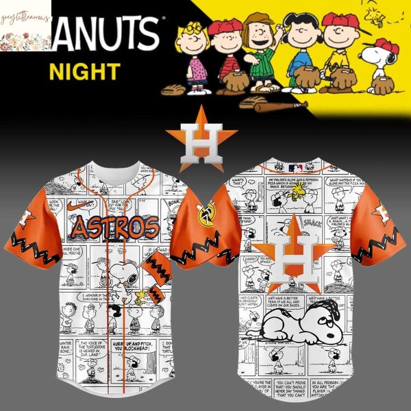 Houston Astros 75th Anniversary Of Peanuts Baseball Jersey