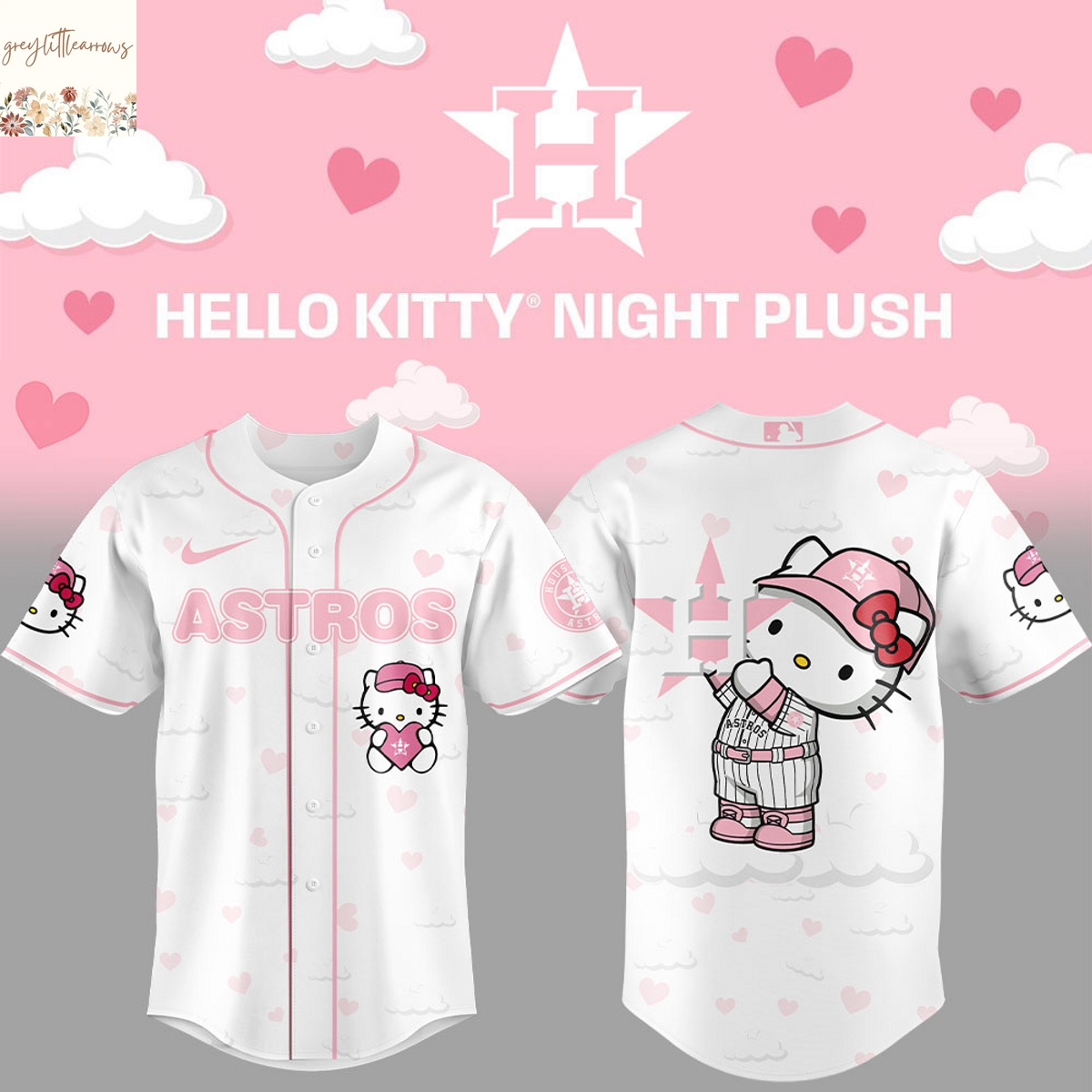 Houston Astros x Hello Kitty Baseball Jersey - Pink Houston Astros x Hello Kitty Baseball Jersey - Pink