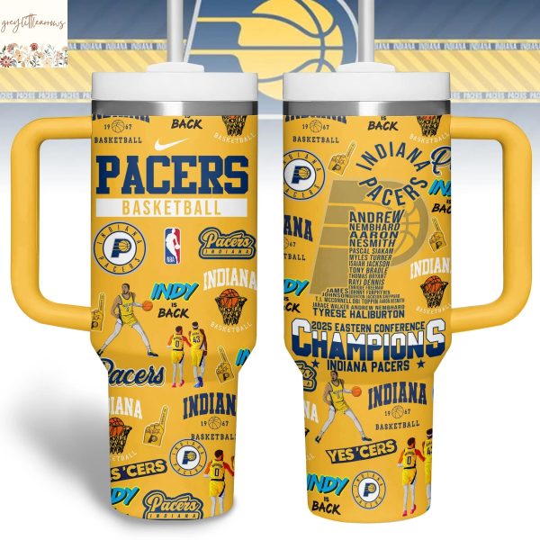 Indiana Pacers Fanatics 2025 Eastern Conference Champions Tumbler With Handle And Straw