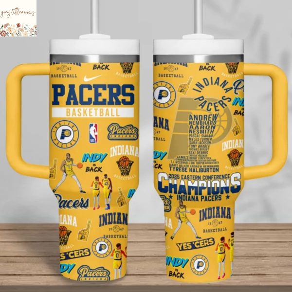 Indiana Pacers Fanatics 2025 Eastern Conference Champions Tumbler With Handle And Straw