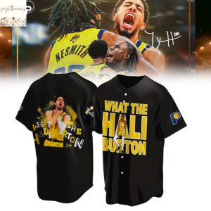 Indiana Pacers What The Hali Burton Baseball Jersey – Black