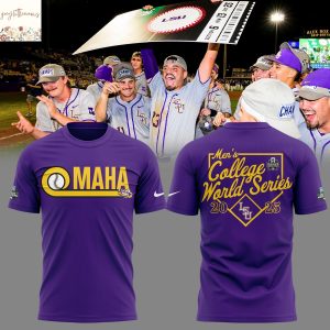 LSU Tigers OMAHA College World Series 2025 3D T-Shirt – Purple