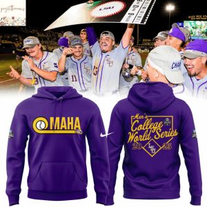 LSU Tigers OMAHA College World Series 2025 Hoodie – Purple