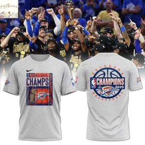 National Basketball Association 2025 Champions OKlahoma City Thunder 3D T-Shirt – Grey