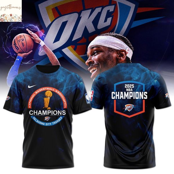 National Basketball Association 2025 Champions OKlahoma City Thunder Neon 3D T-Shirt