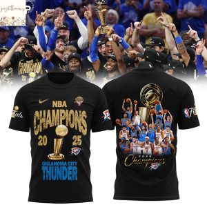 NBA Champions 2025 Oklahoma City Thunder 3D T-Shirt – Black
