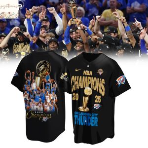 NBA Champions 2025 Oklahoma City Thunder Baseball Jersey – Black