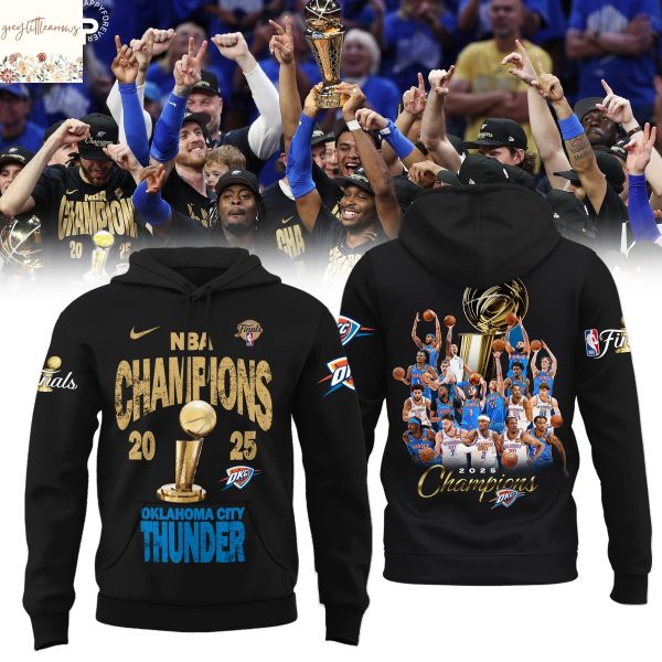 NBA Champions 2025 Oklahoma City Thunder Hoodie – Black