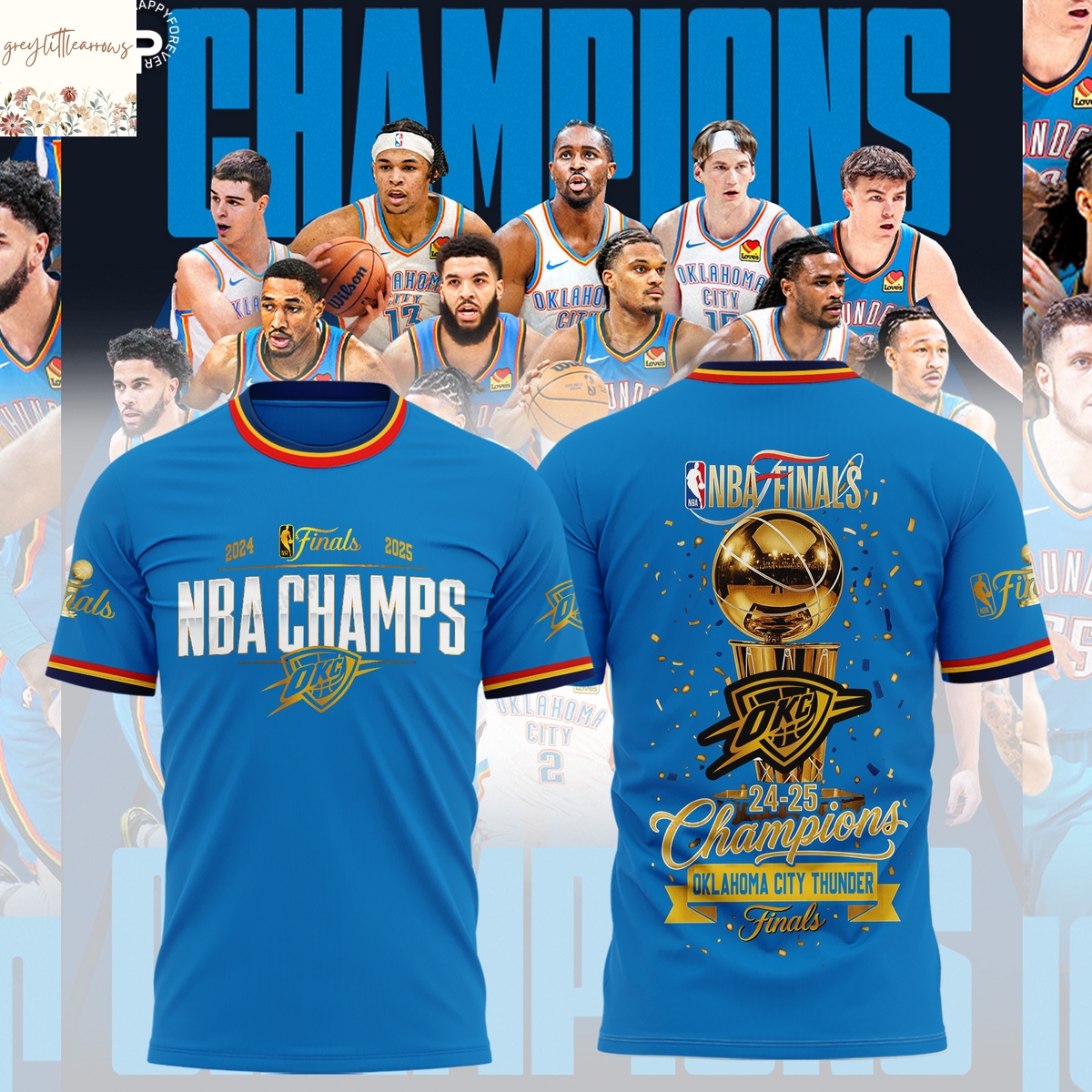 Oklahoma City Thunder 2024-2025 Champions Finals 3D T-Shirt Oklahoma City Thunder 2024-2025 Champions Finals 3D T-Shirt
