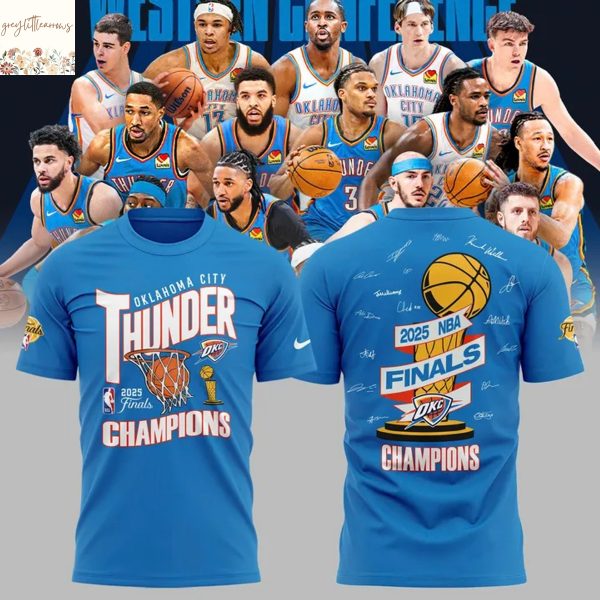Oklahoma City Thunder Champions NBA Finals 2025 Signature 3D T-Shirt