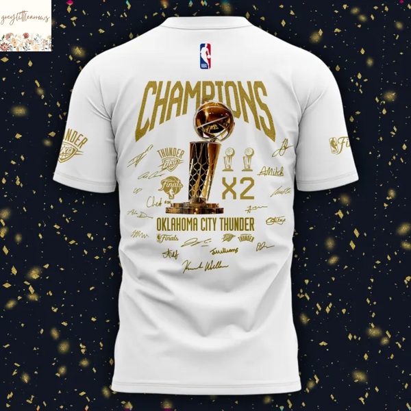 Oklahoma City Thunder Champions X2 2024-2025 Signature 3D T-Shirt