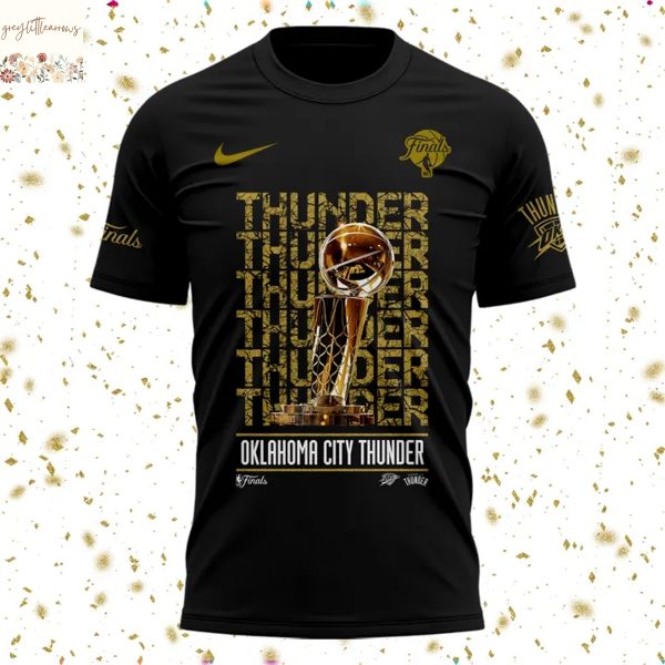 Oklahoma City Thunder Champions X2 2025 Signature 3D T-Shirt – Black