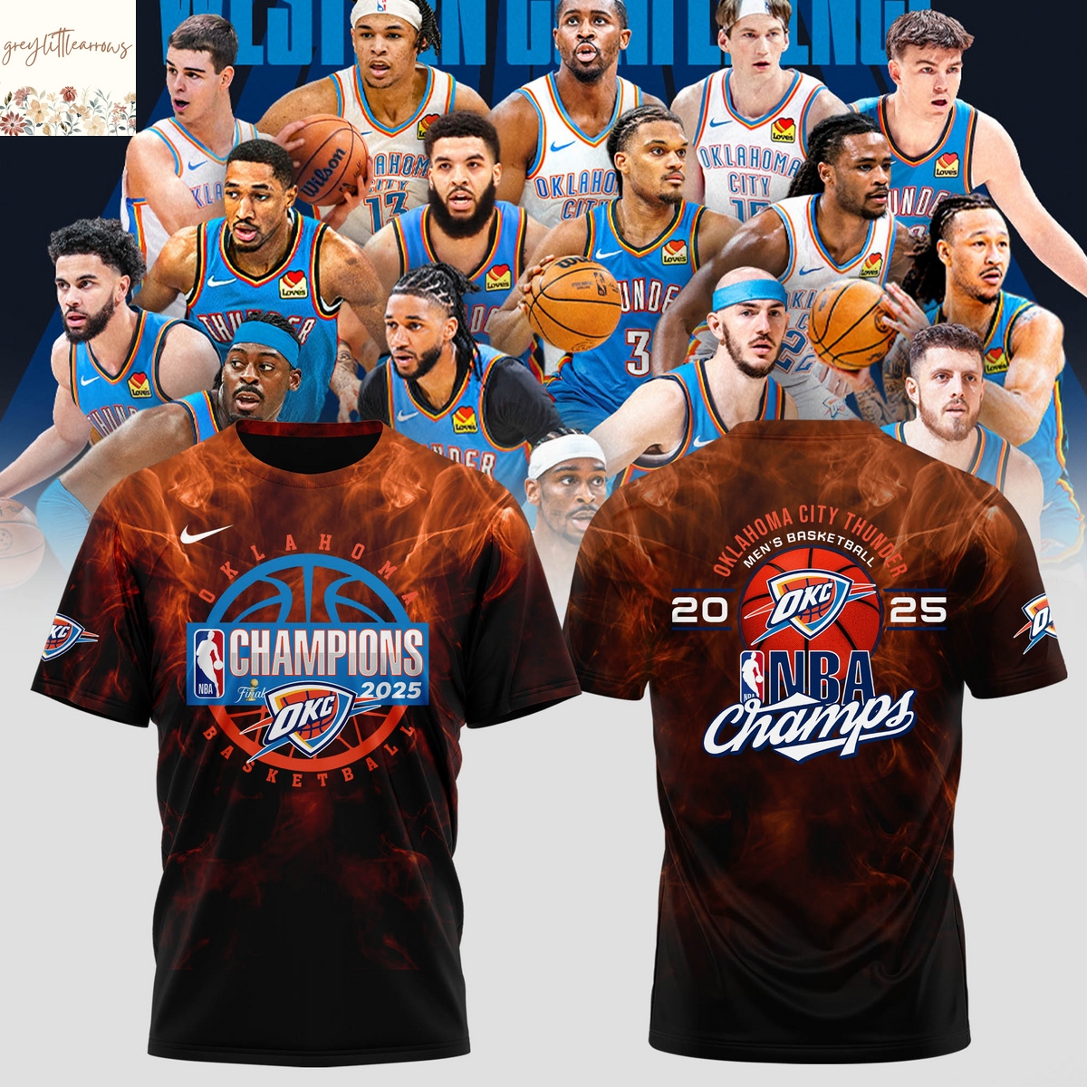 OKlahoma City Thunder NBA Champions 2025 3D T-Shirt - Neon OKlahoma City Thunder NBA Champions 2025 3D T-Shirt - Neon