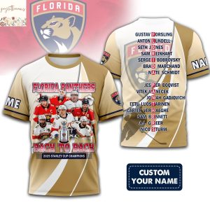 Personalized Florida Panthers Back To Back 2025 Stanley Cup Champions 3D T-Shirt