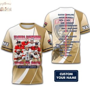 Personalized Florida Panthers Back To Back 2025 Stanley Cup Champions 3D T-Shirt