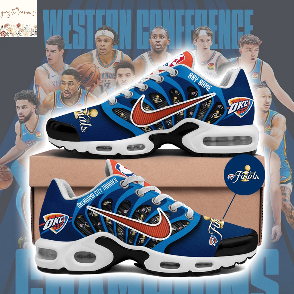 Personalized Oklahoma City Thunder 2X Champions Finals Air Max Plus Personalized Oklahoma City Thunder 2X Champions Finals Air Max Plus