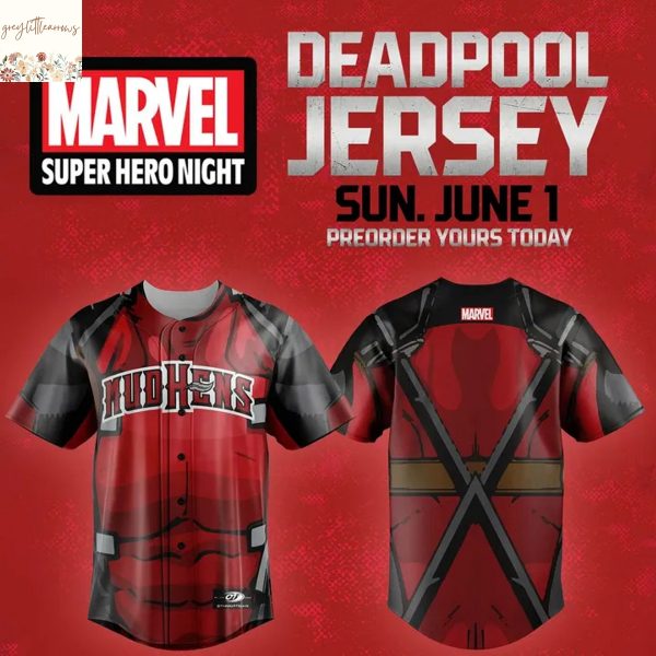Toledo Mud Hens x Deadpool Marvel Baseball Jersey