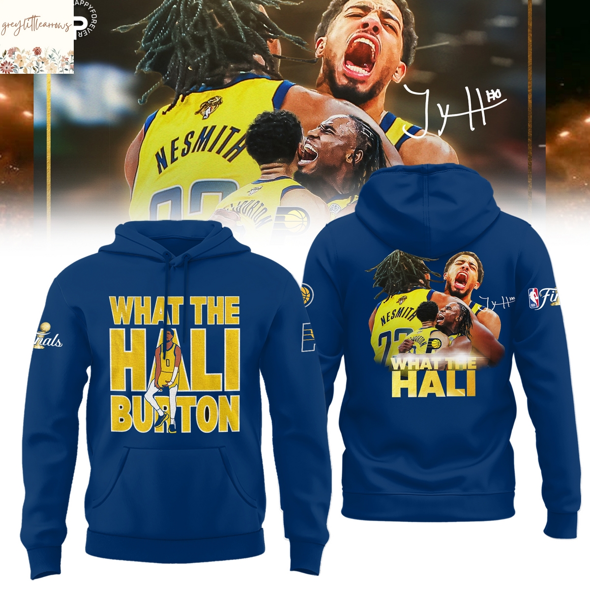 What The Hali Burton Indiana Pacers 2025 Signature Hoodie - Blue What The Hali Burton Indiana Pacers 2025 Signature Hoodie - Blue