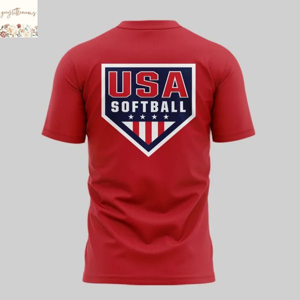 2025 USA Softball 3D T-Shirt – Red