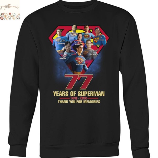 77 Years Of Superman 1948-2025 Signature Thank You For Memories Unsiex T-Shirt