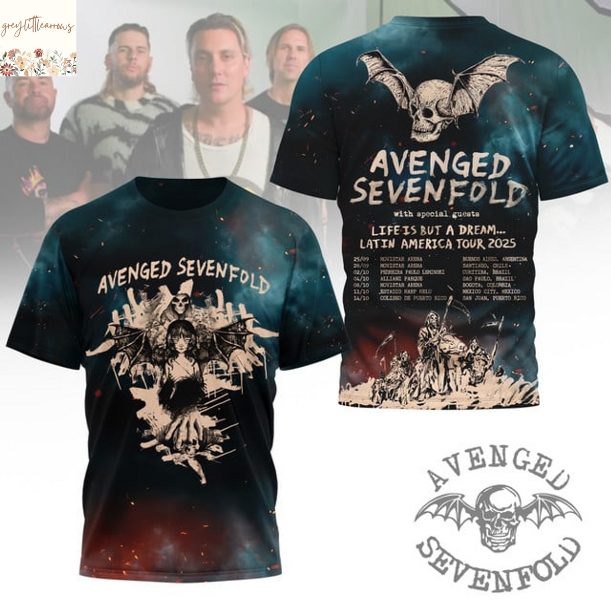 Avenged Sevenfold Life Is But A Dream Latin America Tour 2025 3D T-Shirt Avenged Sevenfold Life Is But A Dream Latin America Tour 2025 3D T-Shirt