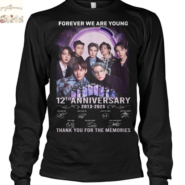 BTS Forever We Are Young 12th Anniversary 2013-2025 Signature Thank You For The Memories Unisex T-Shirt