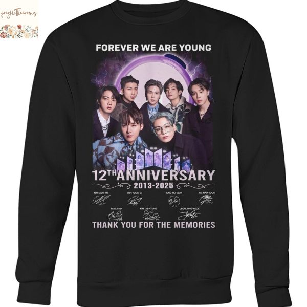 BTS Forever We Are Young 12th Anniversary 2013-2025 Signature Thank You For The Memories Unisex T-Shirt