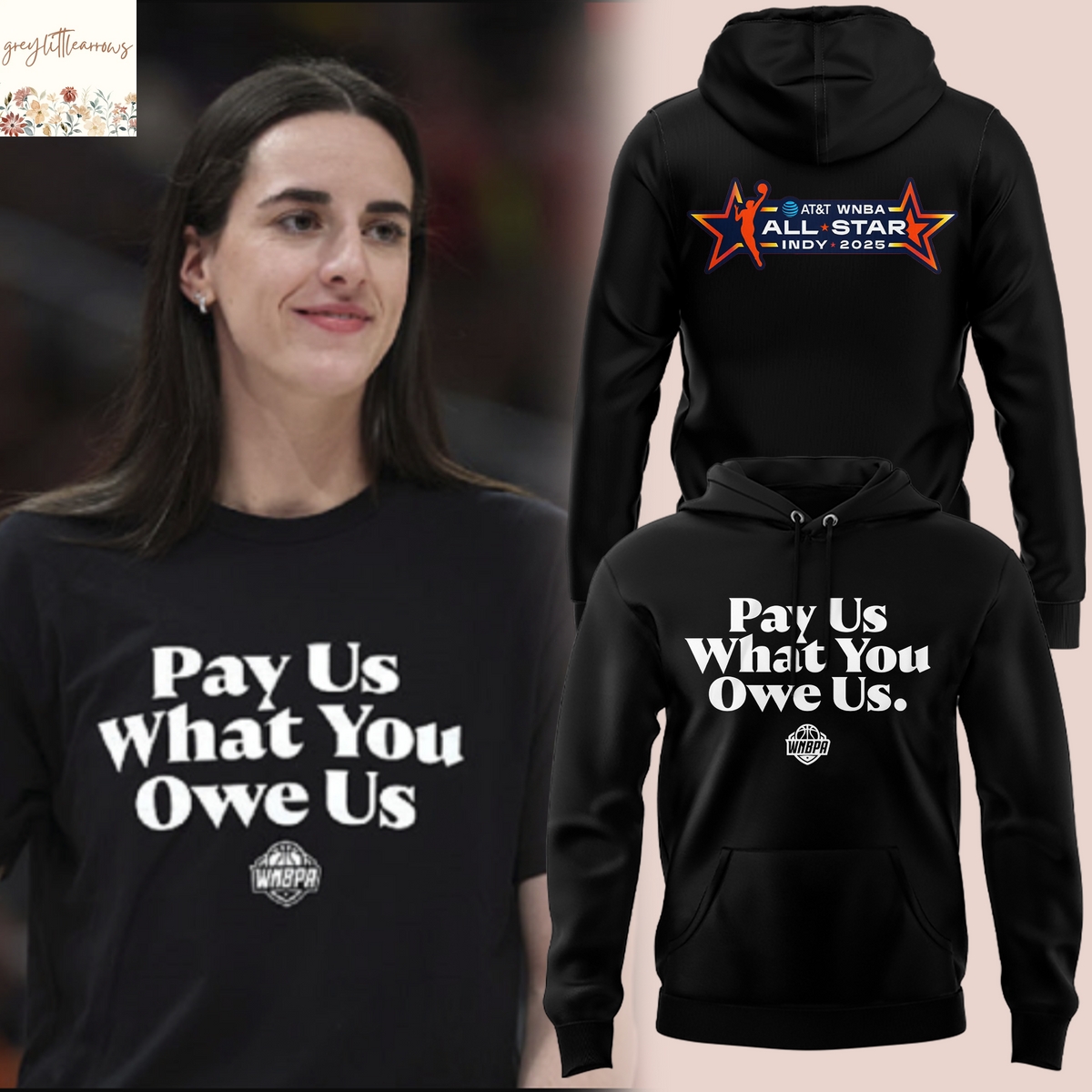 Caitlin Clark Pay Us What You Owe Us WNBA All-Star Indy 2025 Hoodie Caitlin Clark Pay Us What You Owe Us WNBA All-Star Indy 2025 Hoodie