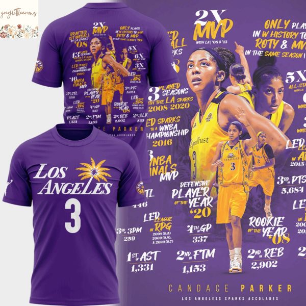 Candace Parker Los Angeles Sparks 2X MVP 3D T-Shirt