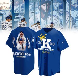 Clayton Kershaw 3000 King Kersh Signature Baseball Jersey – Blue