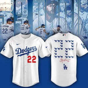 Clayton Kershaw 3000 King Kersh Signature Baseball Jersey – White