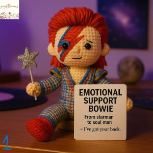 David Bowie Crocheted With Emotional Support Table