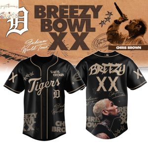 Detroit Tigers x Chris Brown Breezy Bowl XX World Tour 2025 Baseball Jersey – Black