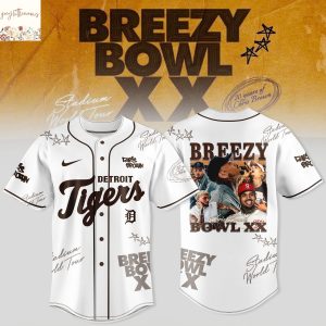 Detroit Tigers x Chris Brown Breezy Bowl XX World Tour Baseball Jersey – White